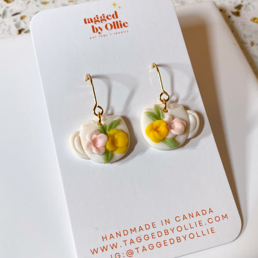 Floral Tea Cup Dangles