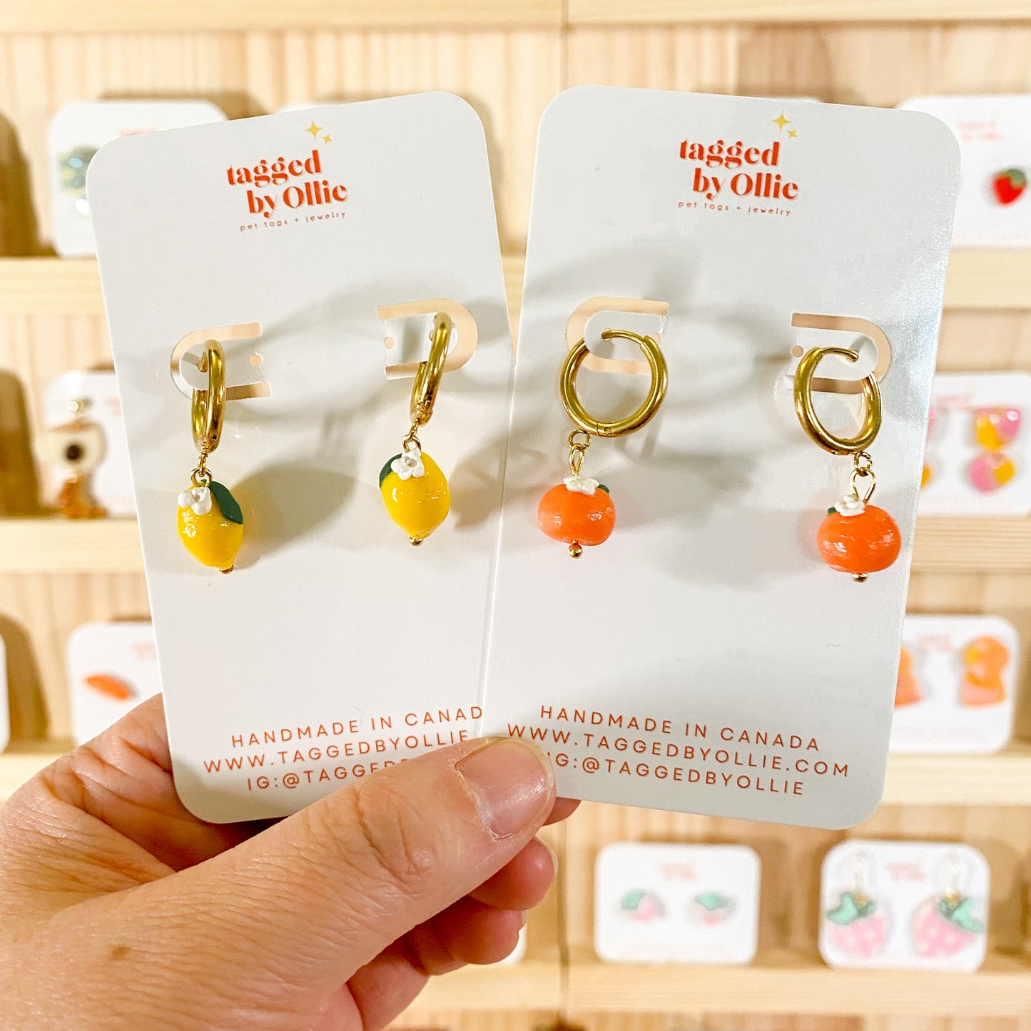 3D Lemon/Orange Huggie Hoop