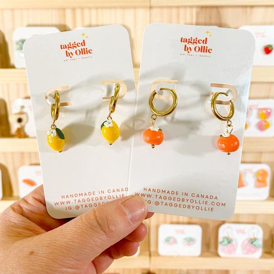 3D Lemon/Orange Huggie Hoop