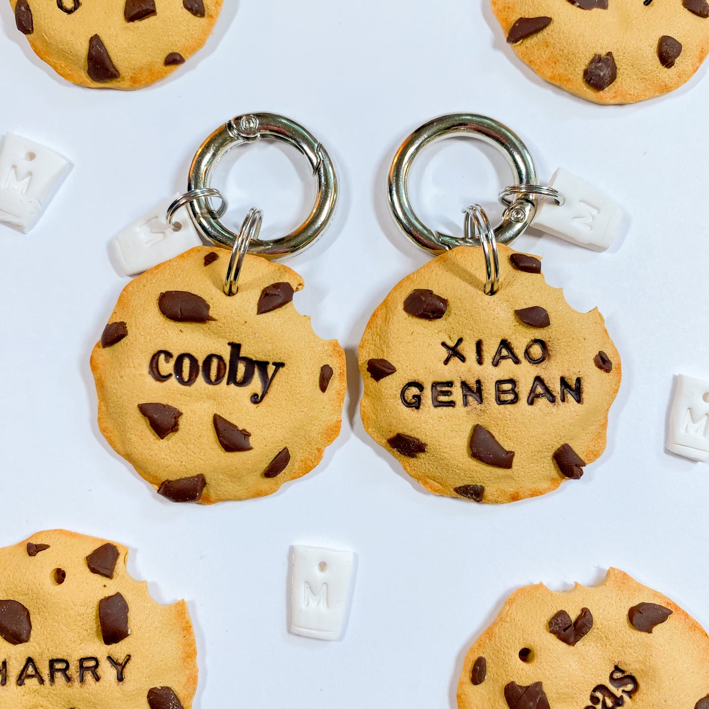 Choco Chip Cookie Tag With Clay Milk Charm