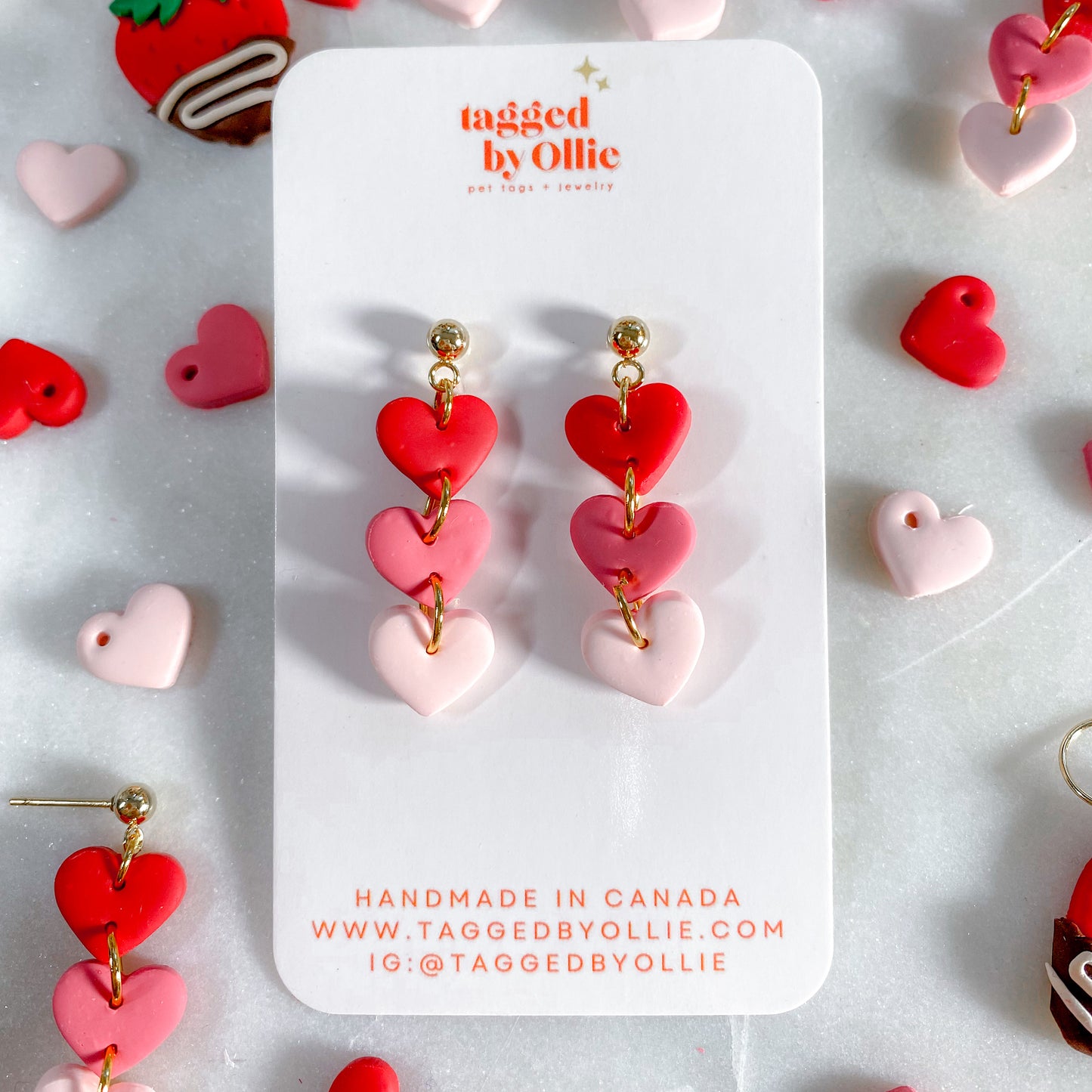 Triple Heart Dangles (multiple colour options)