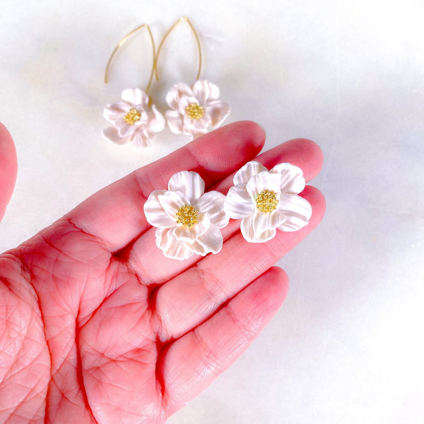 White Floral Earrings (Multiple Styles)