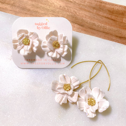 White Floral Earrings (Multiple Styles)