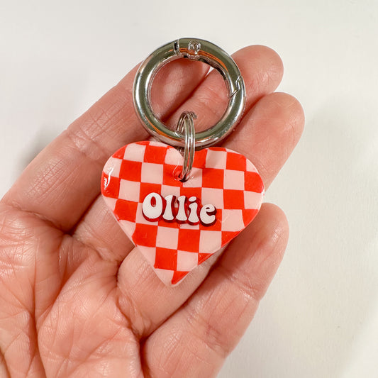 Checkered Heart Tag