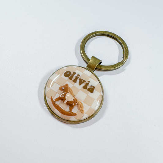 Framed Checkered Tag: Rocking Horse