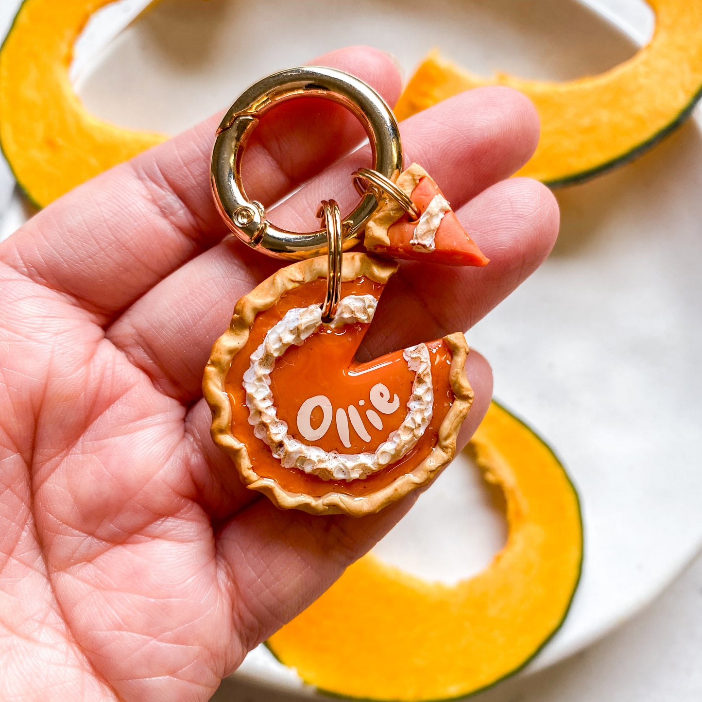 Pumpkin Pie Tag With A Slice Charm