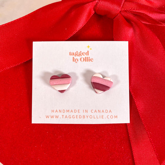 Stripe Heart Studs