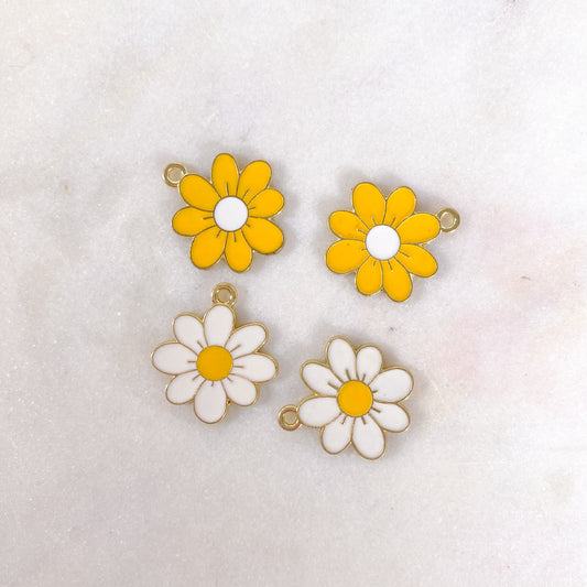 White/Yellow Daisy Flower Charm